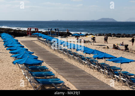 Playa blanca Playa Flamingo Beach Holiday Resort kanarische Insel Lanzarote, eine spanische Insel, vor der Küste von North West Afrika 2018 Stockfoto