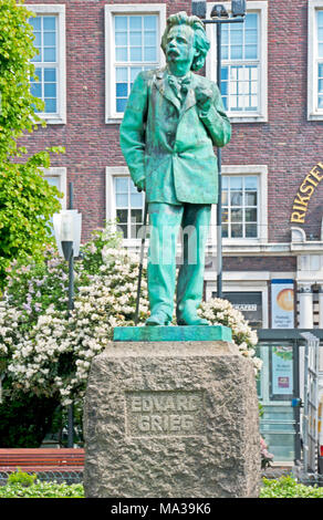 Komponisten Edward Grieg Statue, Bergen, Hordaland, Norwegen, Stockfoto