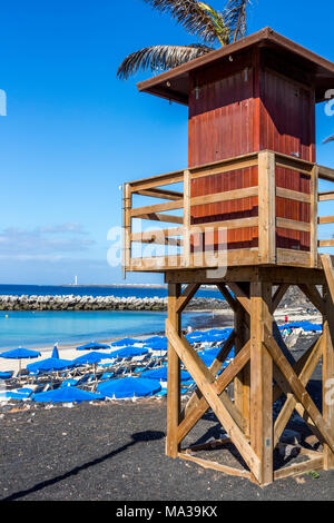 Playa blanca Playa Flamingo Beach Holiday Resort kanarische Insel Lanzarote, eine spanische Insel, vor der Küste von North West Afrika 2018 Stockfoto