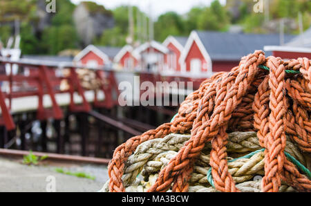 Das Seil im Fischerdorf Stockfoto