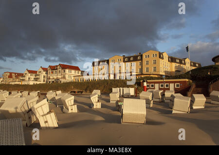 Promenade am Strand, Insel Wangerooge, die Ostfriesen, Niedersachsen, Deutschland, Europa, Stockfoto