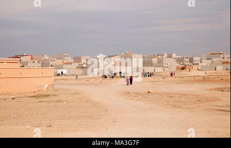 Straßen, Häuser, Sand, Wüste, Marokko Stockfoto