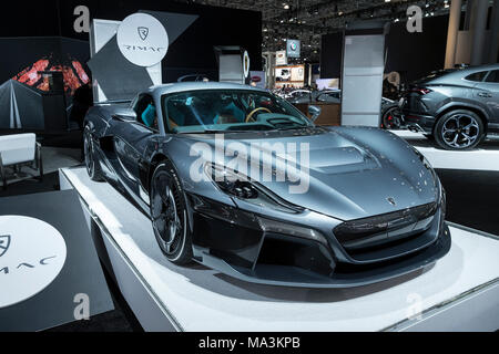 New York, NY - 29. März 2018: Rimac c zwei Konzept hyper Auto auf 2018 New York International Auto Show" im Jacob Javits Center Credit: Lev radin/Alamy leben Nachrichten Stockfoto