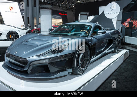 New York, NY - 29. März 2018: Rimac c zwei Konzept hyper Auto auf 2018 New York International Auto Show" im Jacob Javits Center Credit: Lev radin/Alamy leben Nachrichten Stockfoto