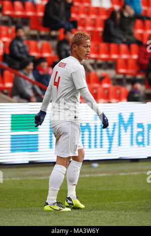 Lüttich, Belgien. 23 Mär, 2018. Keisuke Honda (JPN) Fußball: Internationales Freundschaftsspiel zwischen Japan 1-1 Mali im Stade Maurice Dufrasne in Lüttich, Belgien. Credit: mutsu Kawamori/LBA/Alamy leben Nachrichten Stockfoto