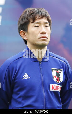 Lüttich, Belgien. 23 Mär, 2018. Tomoya Ugajin (JPN) Fußball: Internationales Freundschaftsspiel zwischen Japan 1-1 Mali im Stade Maurice Dufrasne in Lüttich, Belgien. Credit: mutsu Kawamori/LBA/Alamy leben Nachrichten Stockfoto