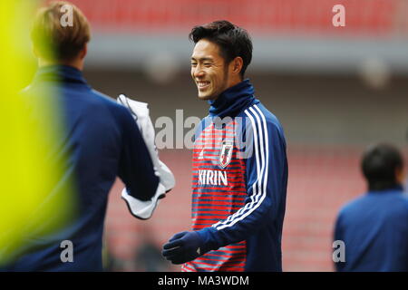 Lüttich, Belgien. 23 Mär, 2018. Kenyu Sugimoto (JPN) Fußball: Internationales Freundschaftsspiel zwischen Japan 1-1 Mali im Stade Maurice Dufrasne in Lüttich, Belgien. Credit: mutsu Kawamori/LBA/Alamy leben Nachrichten Stockfoto