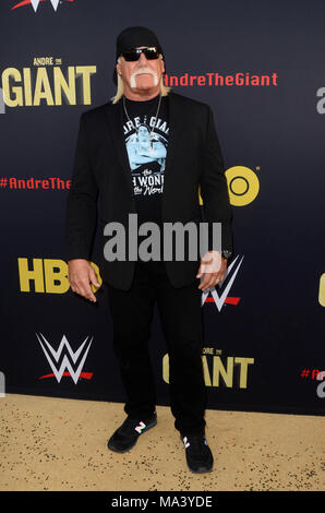 Los Angeles, Ca, USA. 29 Mär, 2018. Hulk Hogan bei der Premiere für die HBO Andre der Riese im Kino Dome in Los Angeles, Kalifornien am 29. März 2018. Quelle: David Edwards/Medien Punch/Alamy leben Nachrichten Stockfoto