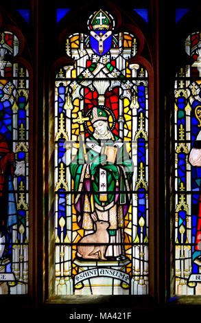 London, England, UK. St Giles' Cripplegate Kirche, Fore Street (barbican). Glasfenster: Hl. Anselm (Anselm von Canterbury/Anselm von Aosta) Stockfoto