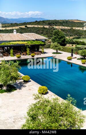 Pool der Finca Cortesin hotel in Málaga, Andalusien (Spanien) Stockfoto