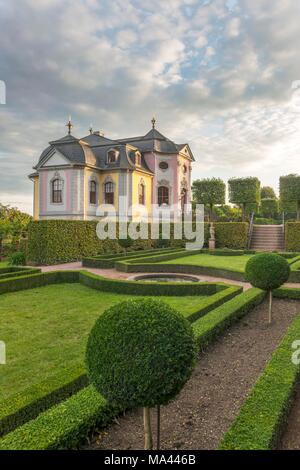 Die Rokoko Palast, Teil der Komplex von drei Dornburger Schlösser aus verschiedenen Stilepochen, Thüringen, Deutschland Stockfoto