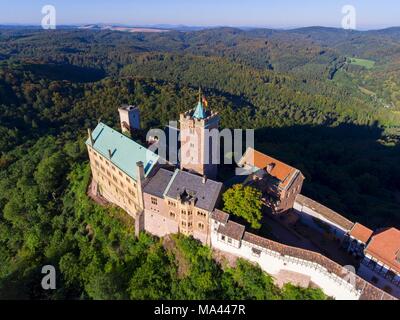 Blick auf die Wartburg in Thüringen, Deutschland Stockfoto