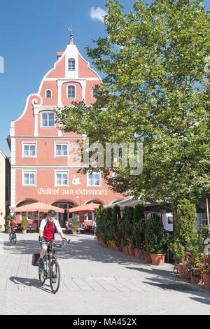 Das Stadtzentrum von Memmingen im Allgäu Stockfoto