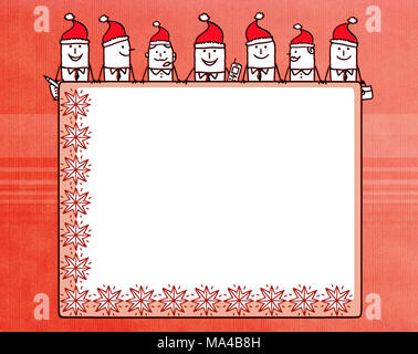 Cartoon Business Team und Weihnachten Blank Board Stockfoto