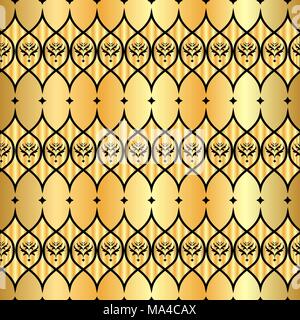 Die nahtlose Vektor Ornament. Moderne, elegante geometrische Muster mit sich wiederholenden Golden gepunktete Wellenlinien Stock Vektor