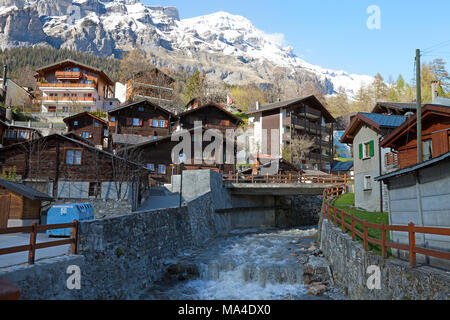 Leukerbad Dorf, Kanton Wallis in der Schweiz. Stockfoto