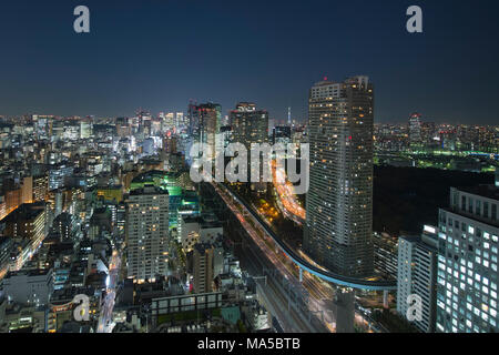 Asien, Japan, Nihon, Nippon, Tokyo, Stadt Übersicht, der Hamamatsucho Stadion, Ansicht von Tokyo World Trade Center Stockfoto