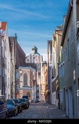 Altstadt, Münster zur Schönen Unserer Lieben Frau im Hintergrund, Liebfrauenmünster, Sehenswürdigkeiten, Ingolstadt, Bayern, Deutschland, Europa Stockfoto