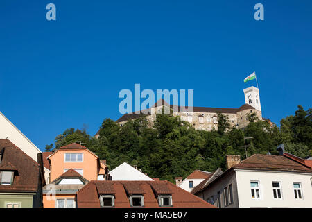 Blick auf die Burg von Ljubljana, Slowenien Stockfoto