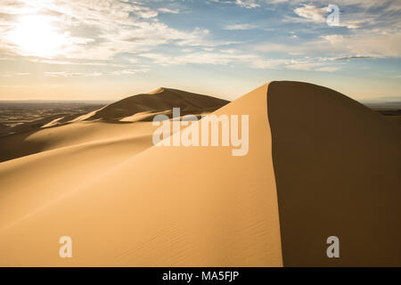 Sanddünen in der Wüste Gobi. Sevrei District, South Gobi Provinz der Mongolei. Stockfoto