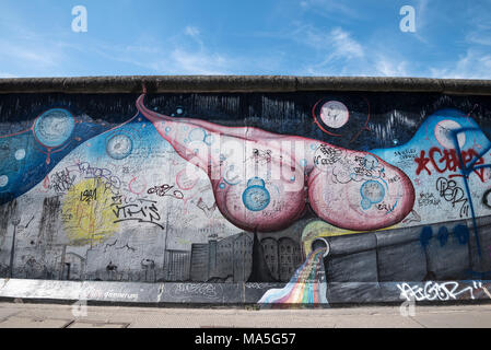 Street Art auf der Berliner Mauer, Berlin, Deutschland, Europa Stockfoto