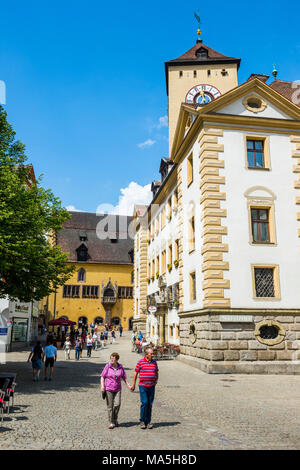 Kohlenmarkt mit Rathaus, Ort der Ewigen Diät von 1663 bis 1806, UNESCO-Weltkulturerbe, Regensburg, Bayern, Deutschland Stockfoto