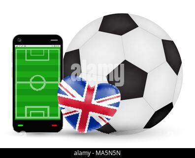 Ein Smartphone mit liebe England Fußball-Vektor Stock Vektor