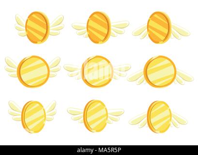 Konzept Abbildung der Münzen. Finanzielle Freiheit Konzept. Vector Illustration. Frames für Flash Animation in Spiele, Videos und Cartoon. Webseite ein Stock Vektor