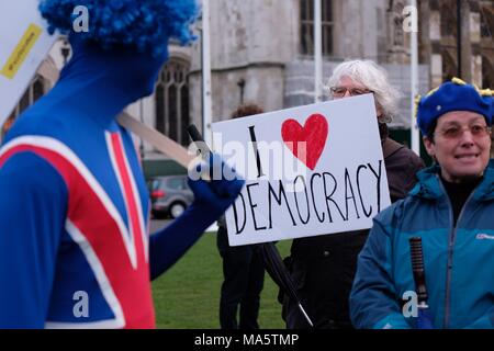 Rallye für eine faire Abstimmung im Parlament Square, London. Christopher Wylie & Shahmir Sanni. 29. März 2018 Stockfoto