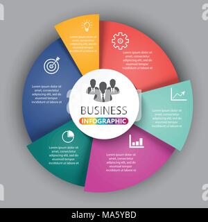 Vektor Infografik. Für Diagramm, Grafik, Präsentation und Grafik. Business Konzept mit 6 Optionen, Teile, Schritte oder Verfahren. Stock Vektor