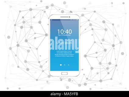 Smartphone weiß. Smartphone isoliert auf Social Media Konzept Vector Illustration Stock Vektor