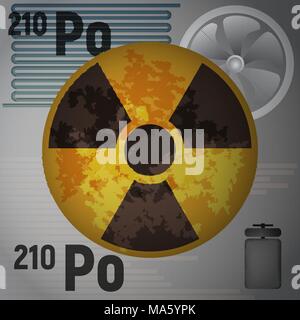 Das radioaktive Isotop Polonium 210. Stock Vektor