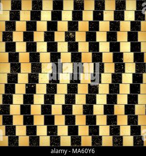 Nahtlose Schwarz und Gold optische Illusion mit unreal Wirkung Stock Vektor