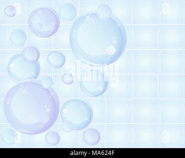 Ein Vektor Abbildung im EPS 10 Format von stilisierten Blasen auf einem keramischen Fliesen Hintergrund mit funkelt und Platz für Text Stock Vektor