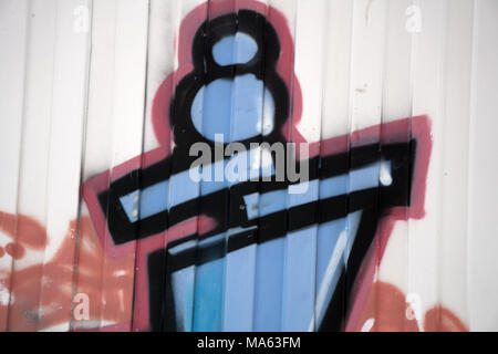 Fische im Meer. Street Art Graffiti. Closeup bemalte Mauer der Stadt Stockfoto