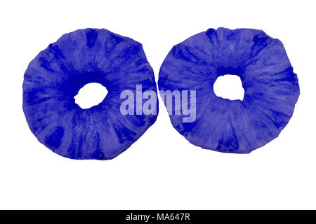 Zwei blaue runden Kreis abstrakt Aquarell auf weißem Hintergrund Stockfoto