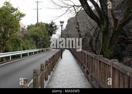 Auf dem Weg nach Inuyama Castle in der Aichi Präfektur. Durch die Kiso Flusses und auch das Original. Pic wurde im Februar 2018 getroffen. Stockfoto