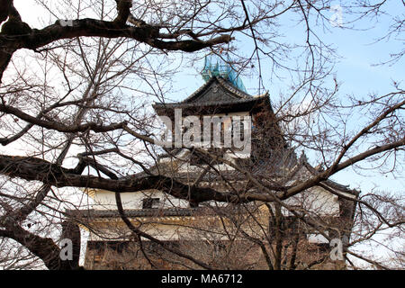 Um Inuyama Castle in der Aichi Präfektur. Durch die Kiso Flusses und auch das Original. Pic wurde im Februar 2018 getroffen. Stockfoto