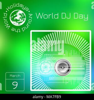 Kalender. Urlaub rund um die Welt. Ereignis des Tages. Grüne blur Hintergrund - Name, Datum, Abbildung. Für Zeitschriften, Websites, Bildungs- und Ent Stock Vektor
