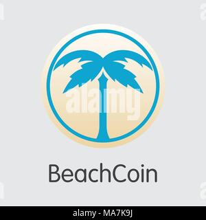 - Beachcoin Cryptocurrency Handel unterzeichnen. Stock Vektor