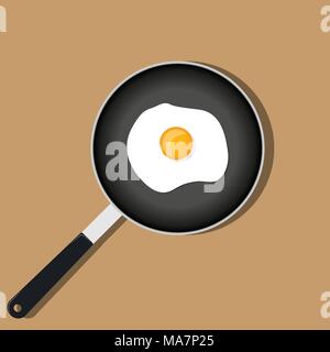 Pfanne mit Rührei. Vector Illustration im flachen Stil Stock Vektor