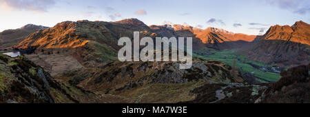 Panorama der Great Langdale, Lake District, Großbritannien Stockfoto