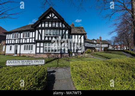 Historische Häuser Gebäude Port Sunlight Wirral merseyside North West England Großbritannien Stockfoto