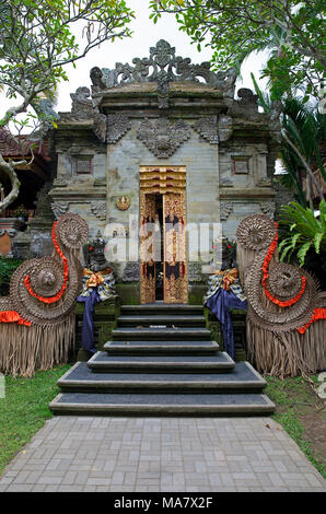 Details von Ubud Palace auf der Insel Bali Stockfoto