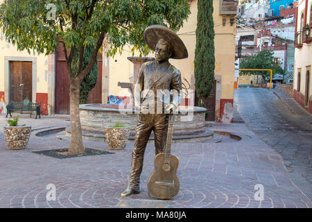 Coco inspiration, Denkmal, Jorge Negrete, 'El Charro Cantor', einem berühmten mexikanischen Sängerin, Guanajuato, Mexiko Stockfoto