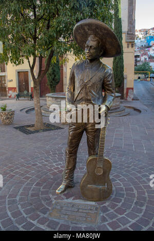 Coco inspiration, Denkmal, Jorge Negrete, 'El Charro Cantor', einem berühmten mexikanischen Sängerin, Guanajuato, Mexiko Stockfoto