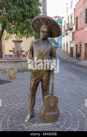 Coco inspiration, Denkmal, Jorge Negrete, 'El Charro Cantor', einem berühmten mexikanischen Sängerin, Guanajuato, Mexiko Stockfoto