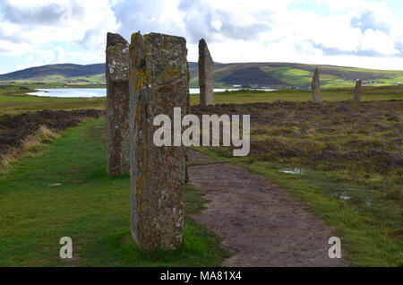 Jungsteinzeit Ring von Brodgar auf der Insel Festland Insel Orkney Inseln, Schottland Stockfoto