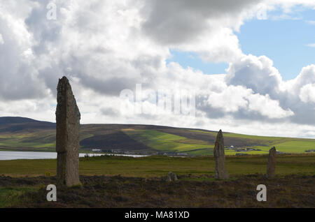 Jungsteinzeit Ring von Brodgar auf der Insel Festland Insel Orkney Inseln, Schottland Stockfoto