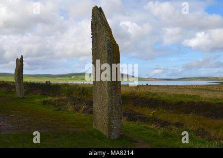 Jungsteinzeit Ring von Brodgar auf der Insel Festland Insel Orkney Inseln, Schottland Stockfoto